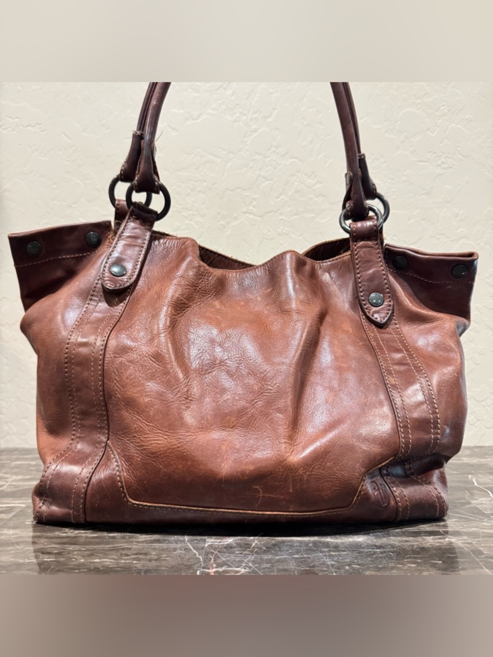 Frye Melissa Brown Leather Tote Bag - Picture 2 of 14
